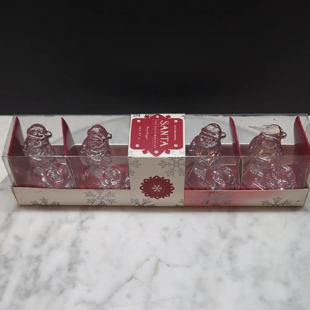 Williams Sonoma Santa Tiny Taper Holders - Red